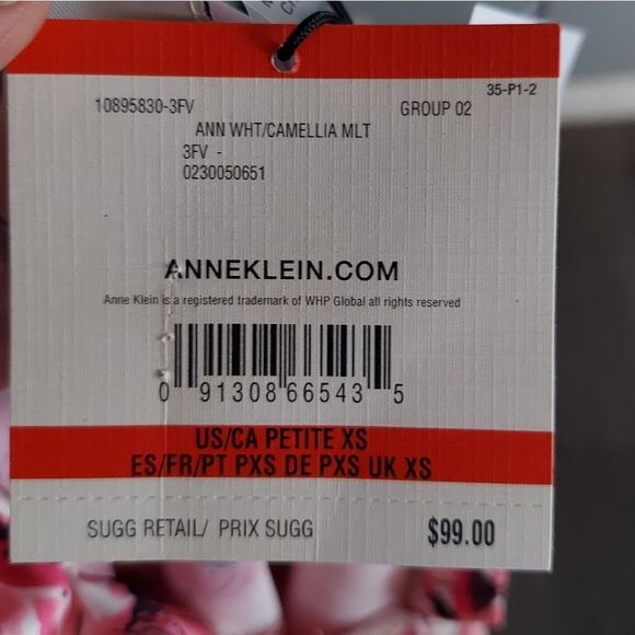 NEW Anne Klein Petite Printed Ruffle-Neck Long-Sleeve Satin Top PXS - Picture 7 of 10